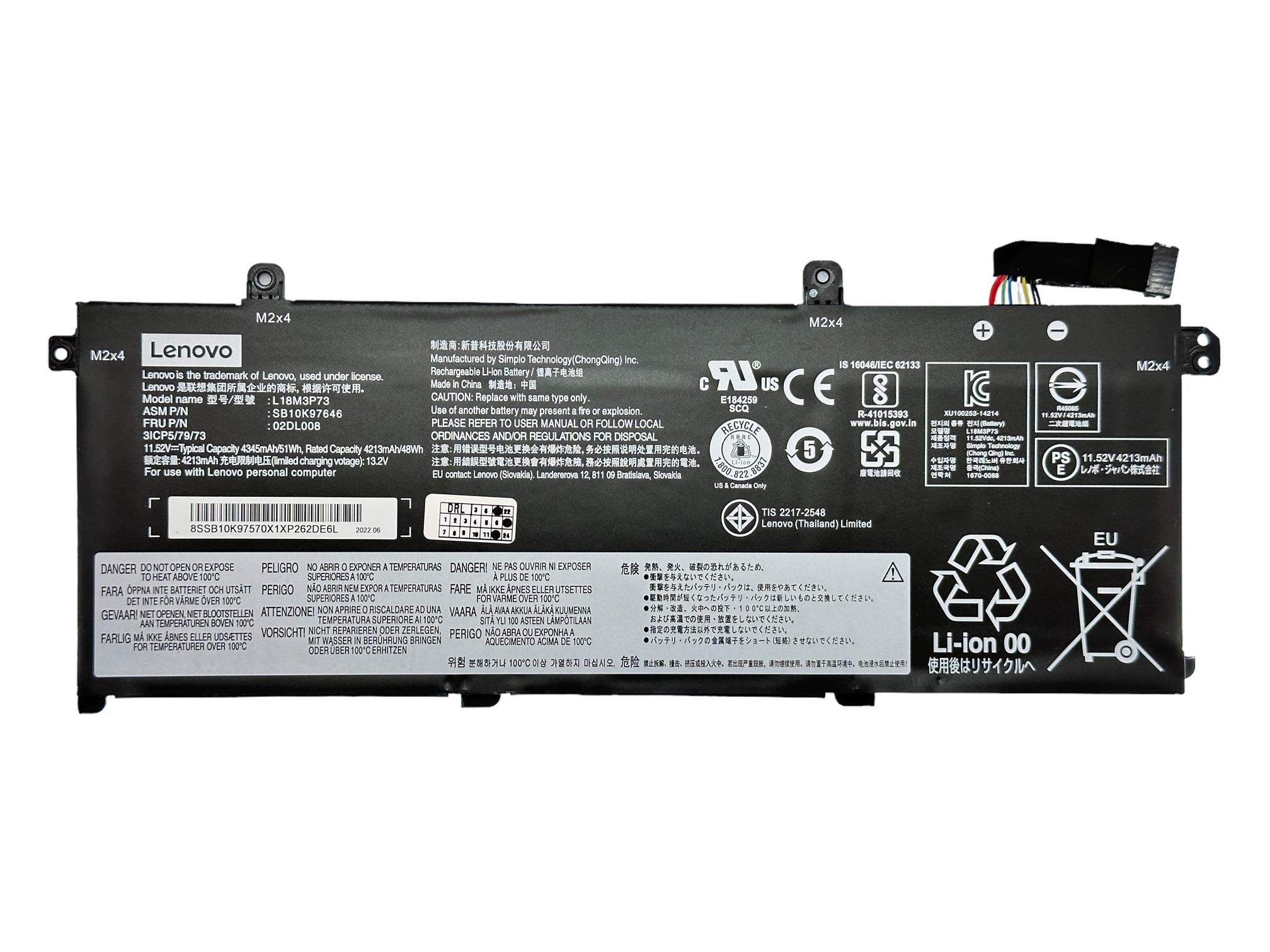 Baterie originala Lenovo ThinkPad 02DL007 02DL008 02DL009 02DL010 5B10W13877 5B10W13905 5B10W13906 5B10W13907 5B10W13908 5B10W13954 5B10W51826 5B10W51827 5B10W51829 5B10W51830 L18M3P73 L18L3P73 L18C3P72 L18C3P71 11.52V 4213mAh, 3 celule