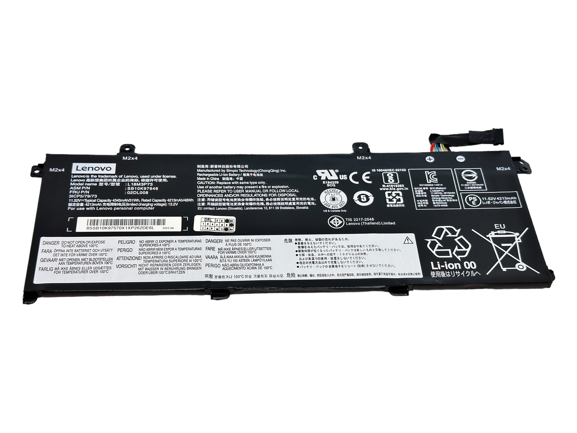Baterie originala Lenovo ThinkPad 02DL007 02DL008 02DL009 02DL010 5B10W13877 5B10W13905 5B10W13906 5B10W13907 5B10W13908 5B10W13954 5B10W51826 5B10W51827 5B10W51829 5B10W51830 L18M3P73 L18L3P73 L18C3P72 L18C3P71 11.52V 4213mAh, 3 celule